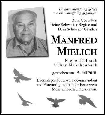 Traueranzeige von Manfred Mielich von Neue Presse Coburg