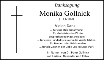 Traueranzeige von Monika Gollnick von Neue Presse Coburg