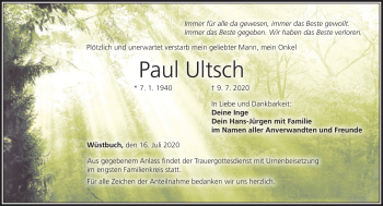 Traueranzeige von Paul Ultsch von Neue Presse Coburg