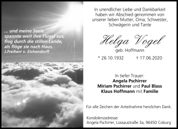 Traueranzeige von Helga Vogel von Neue Presse Coburg