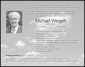 Traueranzeige von Michael Weigelt von Neue Presse Coburg