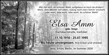 Traueranzeige von Elsa Amm von Südthüringer Presse