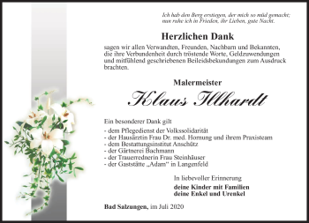 Traueranzeige von Klaus Illhardt von Südthüringer Presse
