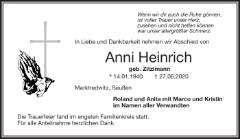 Traueranzeige von Anni Heinrich von Frankenpost