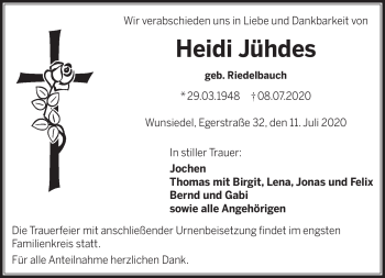 Traueranzeige von Heidi Jühdes von Frankenpost