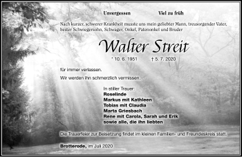Traueranzeige von Walter Streit von Südthüringer Presse