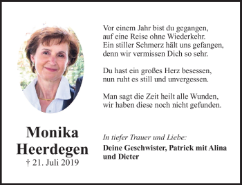 Traueranzeige von Monika Heerdegen von Frankenpost