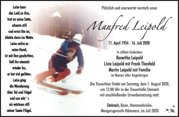 Traueranzeige von Manfred Leipold von Südthüringer Presse