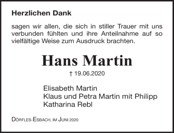 Traueranzeige von Hans Martin von Neue Presse Coburg