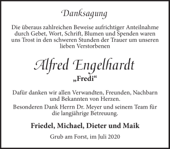 Traueranzeige von Alfred Engelhardt von Neue Presse Coburg