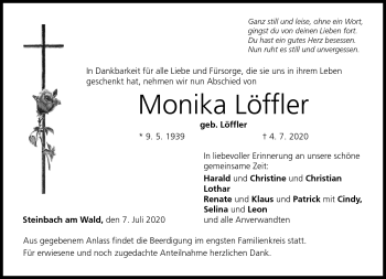 Traueranzeige von Monika Löffler von Neue Presse Coburg