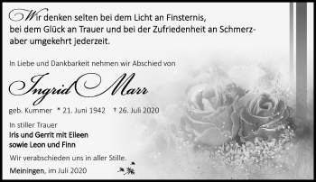 Traueranzeige von Ingrid Marr von Südthüringer Presse