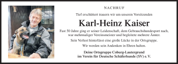 Traueranzeige von Karl-Heinz Kaiser von Neue Presse Coburg