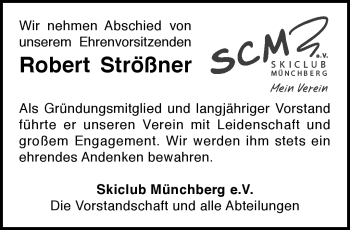 Traueranzeige von Robert Strößner von Frankenpost