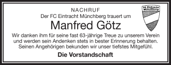 Traueranzeige von Manfred Götz von Frankenpost