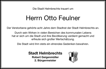 Traueranzeige von Otto Feulner von Frankenpost