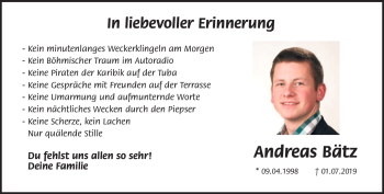 Traueranzeige von Andreas Bätz von Neue Presse Coburg