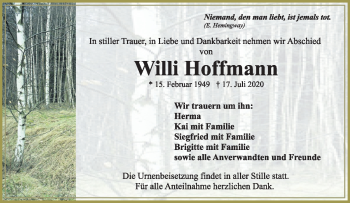 Traueranzeige von Willi Hoffmann von Frankenpost