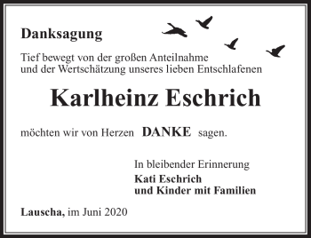 Traueranzeige von Karlheinz Eschrich von Südthüringer Presse