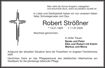 Traueranzeige von Robert Strößner von Frankenpost