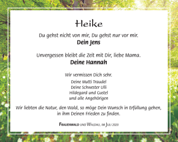 Traueranzeige von Heike Lobig von Südthüringer Presse