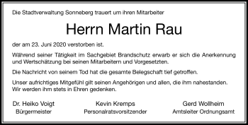Traueranzeige von  Rau von Südthüringer Presse