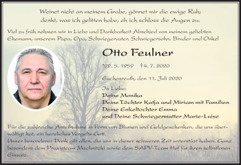 Traueranzeige von Otto Feulner von Frankenpost