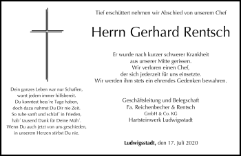 Traueranzeige von Gerhard Rentsch von Neue Presse Coburg