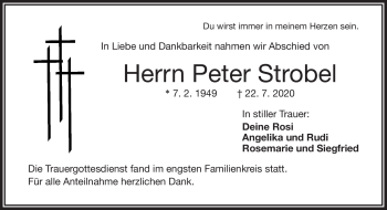 Traueranzeige von Peter Strobel von Frankenpost