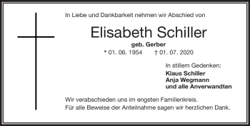 Traueranzeige von Elisabeth Schiller von Frankenpost