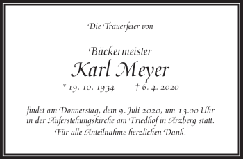 Traueranzeige von Karl Meyer von Frankenpost