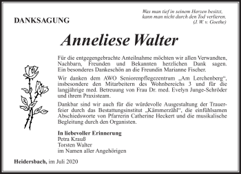 Traueranzeige von Annliese Walter von Südthüringer Presse