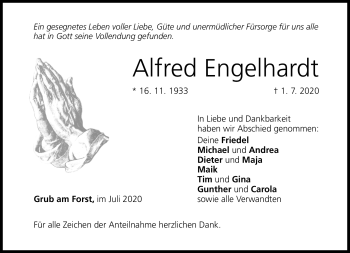 Traueranzeige von Alfred Engelhardt von Neue Presse Coburg