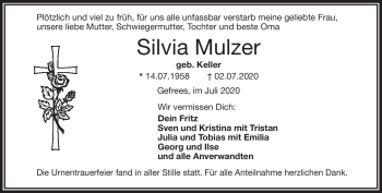 Traueranzeige von Silvia Mulzer von Frankenpost