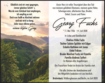 Traueranzeige von Georg Fuchs von Südthüringer Presse
