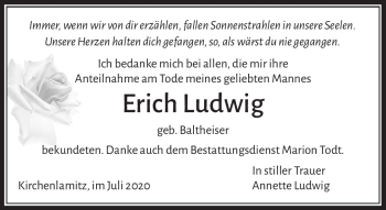 Traueranzeige von Erich Ludwig von Frankenpost
