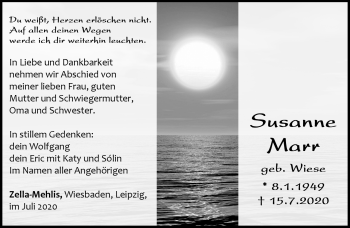 Traueranzeige von Susanne Marr von Südthüringer Presse