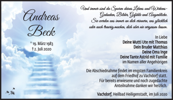 Traueranzeige von Andreas Beck von Südthüringer Presse