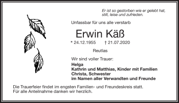Traueranzeige von Erwin Käß von Frankenpost