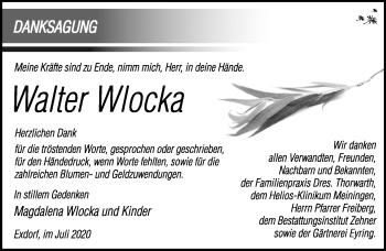 Traueranzeige von Walter Wlocka von Südthüringer Presse