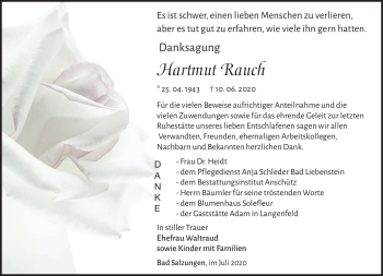 Traueranzeige von Hartmut Rauch von Südthüringer Presse