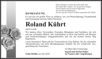 Traueranzeige von Roland Kührt von Südthüringer Presse