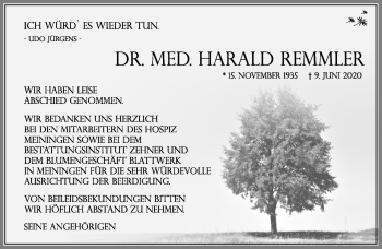 Traueranzeige von Harald Remmler von Südthüringer Presse