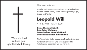Traueranzeige von Leopold Will von Frankenpost