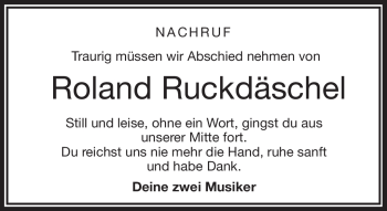 Traueranzeige von Roland Ruckdäschel von Frankenpost