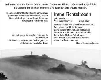 Traueranzeige von Irene Fichtelmann von Frankenpost