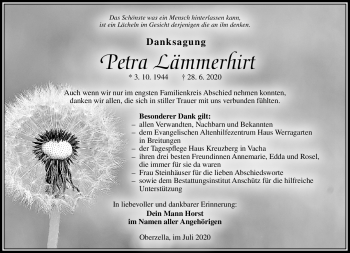 Traueranzeige von Petra Lämmerhirt von Südthüringer Presse