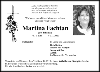 Traueranzeige von Martina Fachtan von Frankenpost