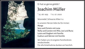 Traueranzeige von Joachim Müller von Frankenpost