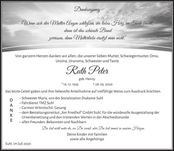 Traueranzeige von Peter Ruth von Südthüringer Presse